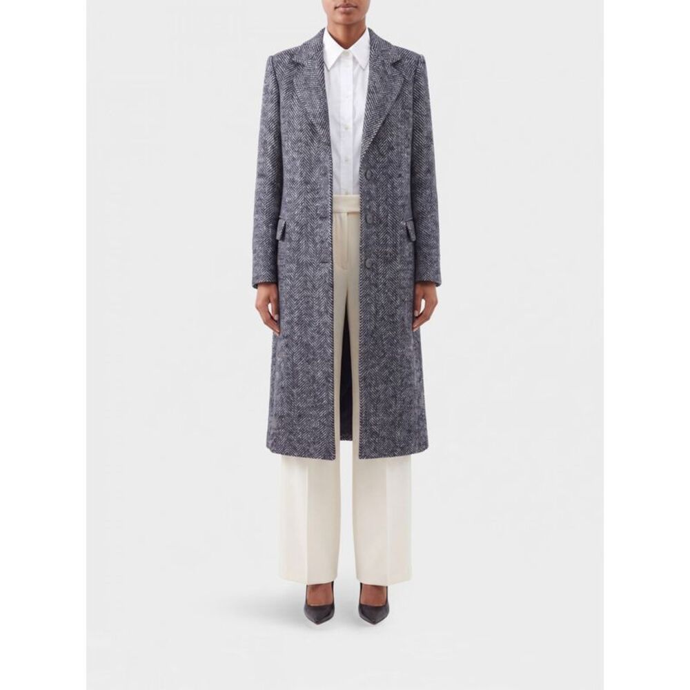 Tagliatore Women Tagliatore Chevron Pattern Single-Breasted Wool Coat